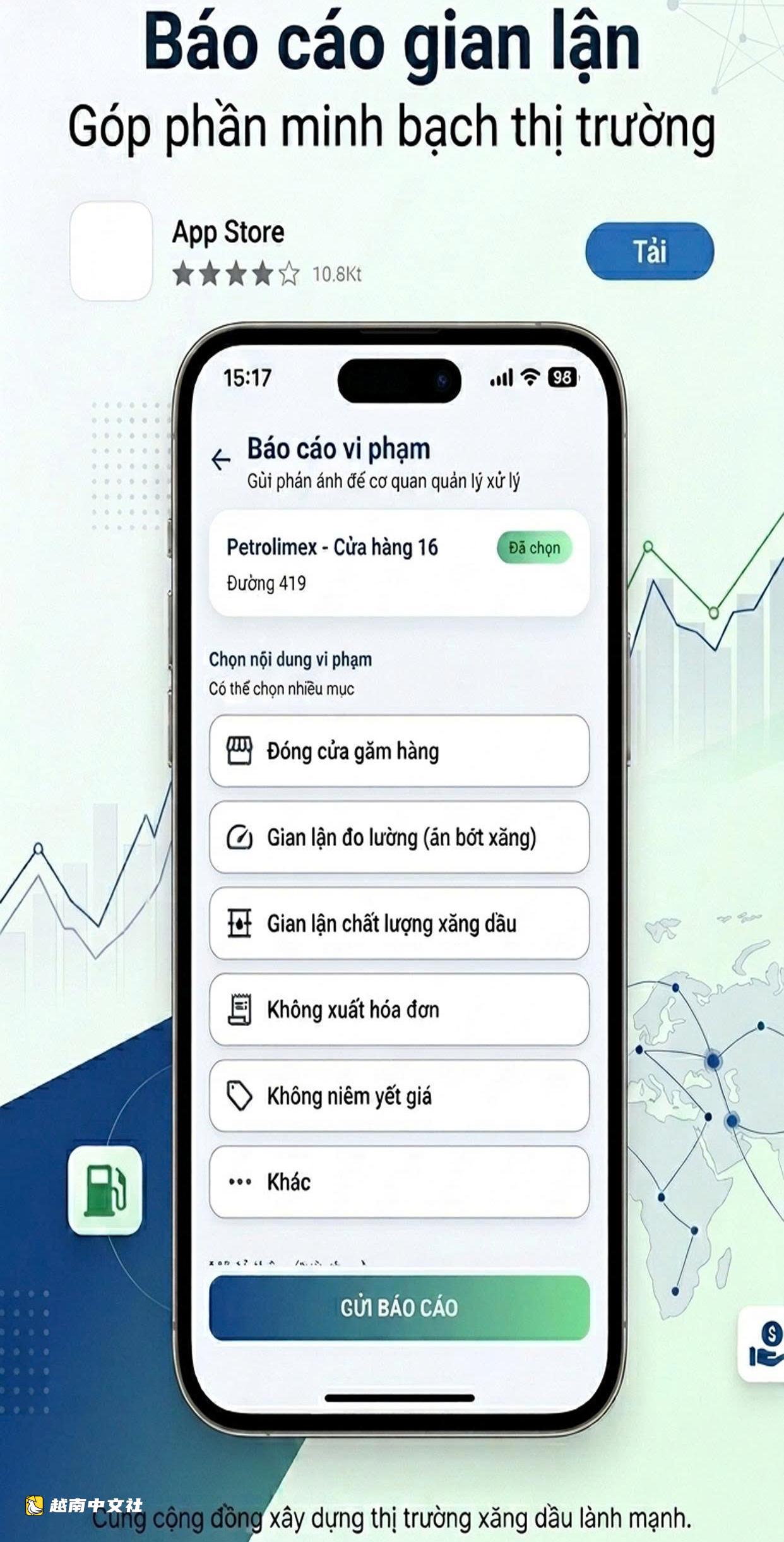 越南工貿部推出應用程序查詢加油站信息並接受反饋
