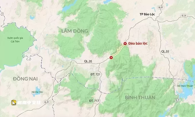 越南保祿山口發生交通事故,集裝箱車和汽車墜崖