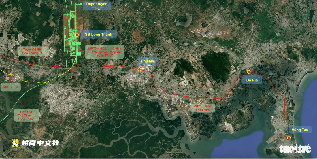 越南提議將地鐵線從頭頓延伸至隆城機場