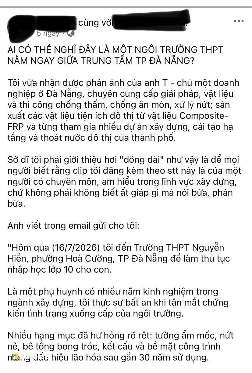 越南峴港一所學校校舍破敗視頻引家長擔憂