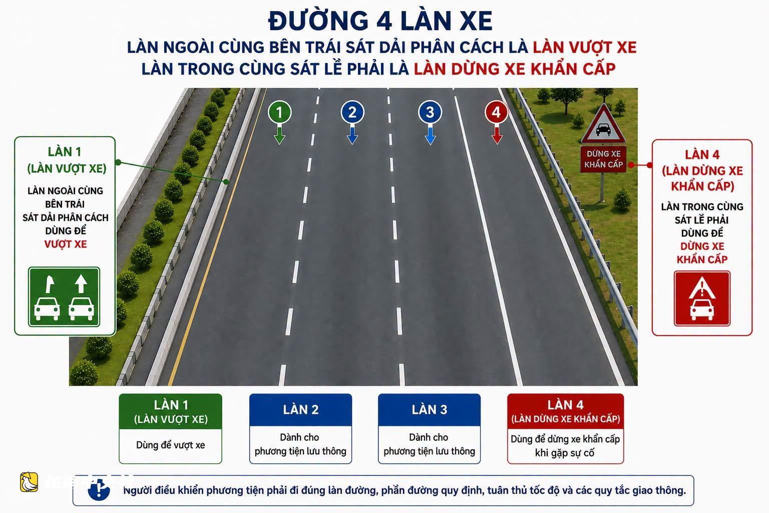 越南建議高速公路左側車道僅用於超車，禁止連續行駛：如何確定違規並處罰？