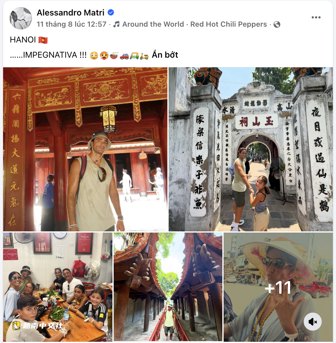 前尤文圖斯前鋒帥得像演員 攜家人到越南旅遊