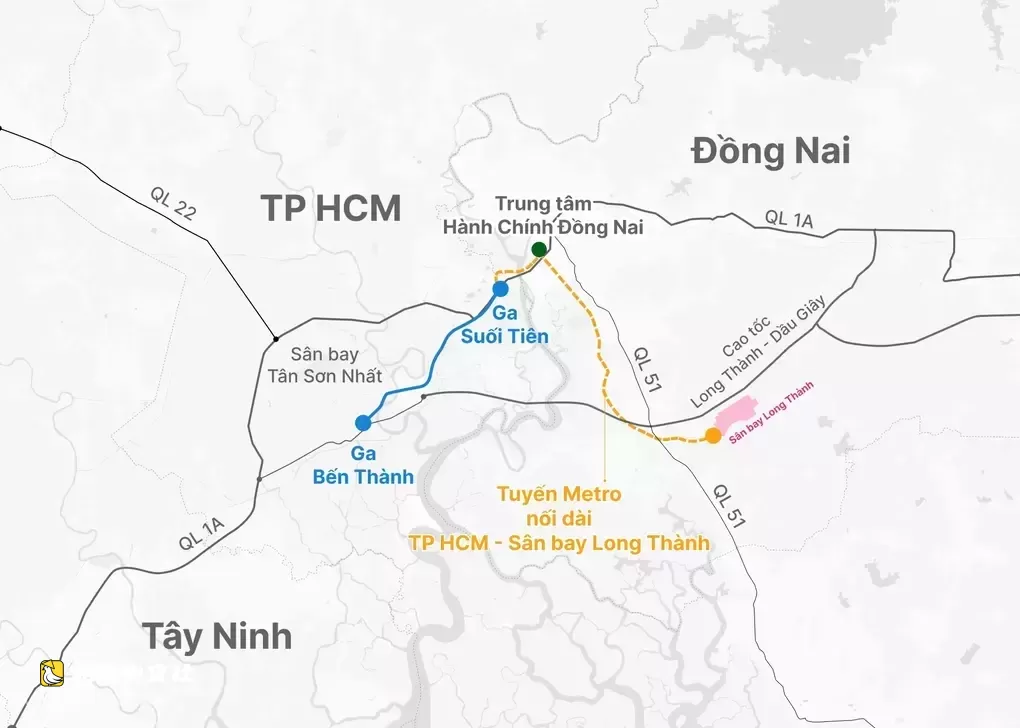 越南濱城-仙泉地鐵至隆城機場將緊急建設
