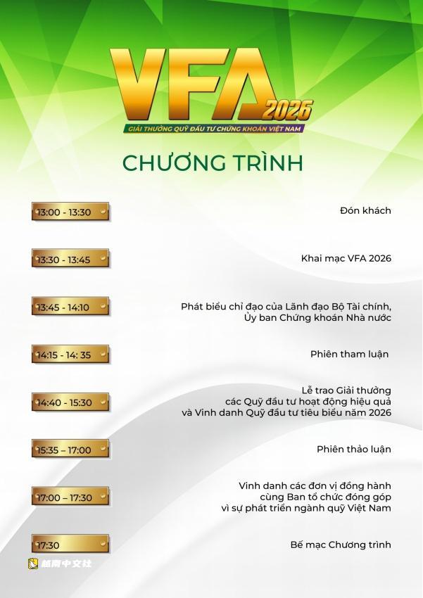 VFA 2026將表彰越南證券投資基金