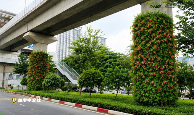 河內試點綠化橋墩與隧道