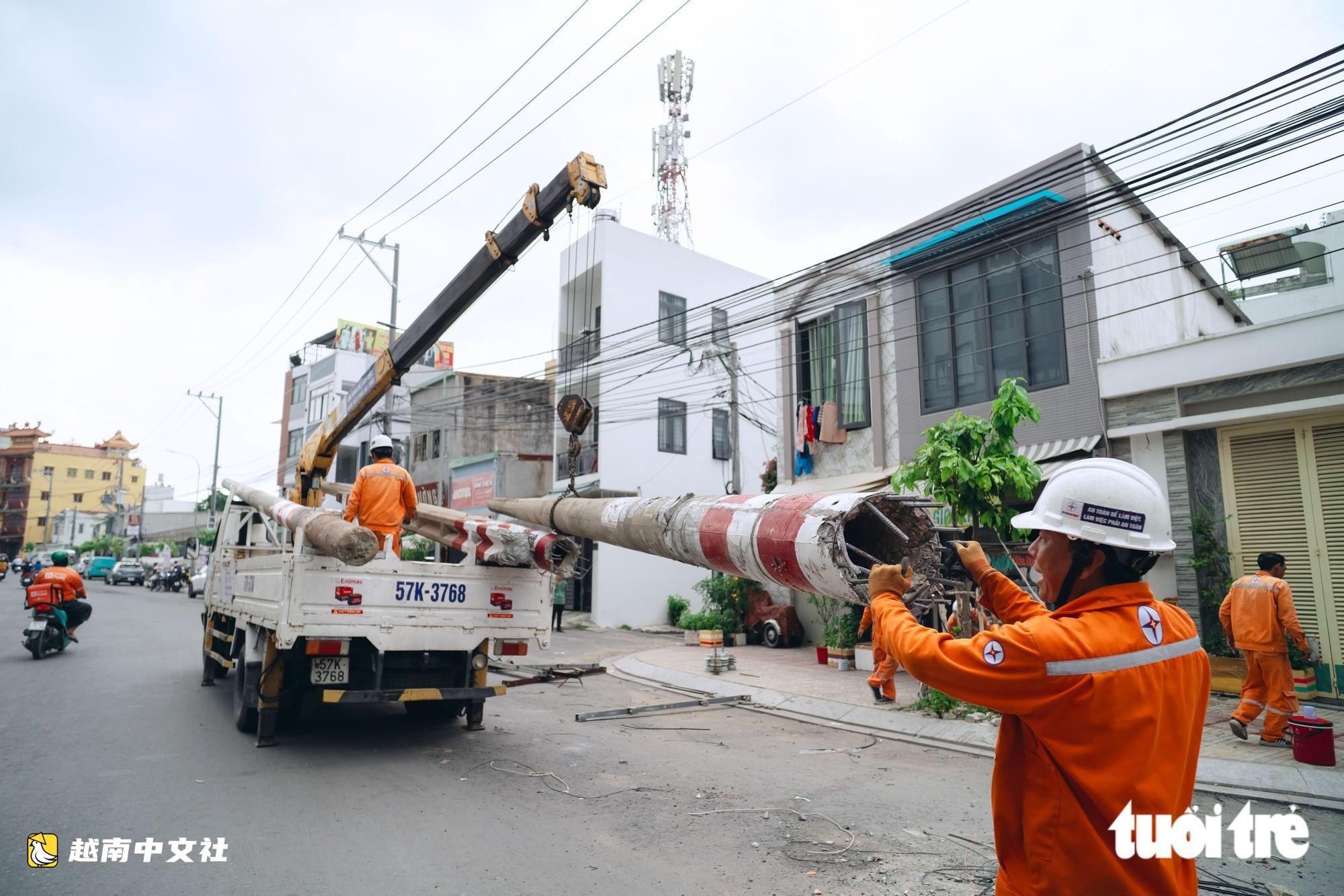 越南朱文安路遷移路中電線杆後變得寬敞通暢