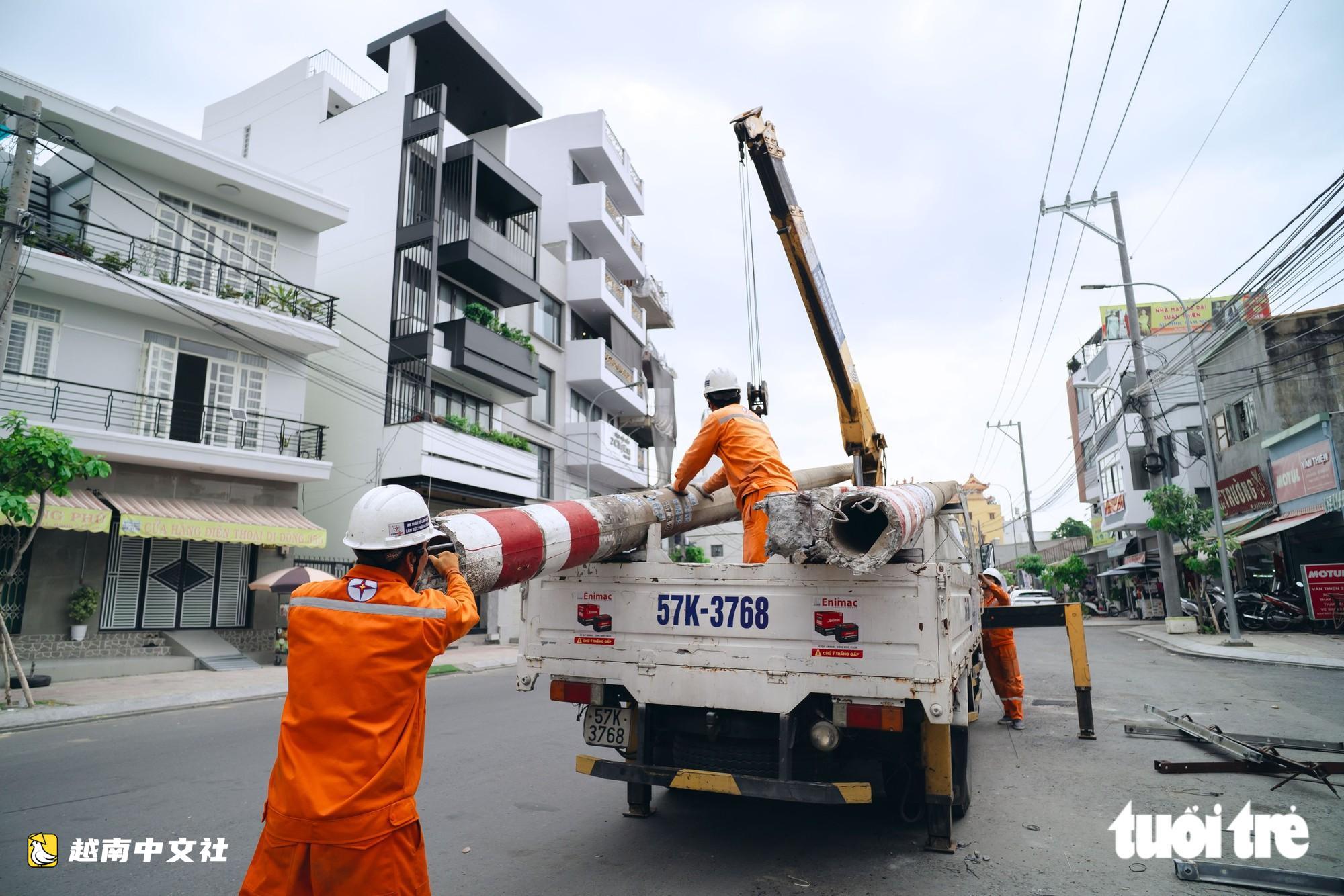 越南朱文安路遷移路中電線杆後變得寬敞通暢