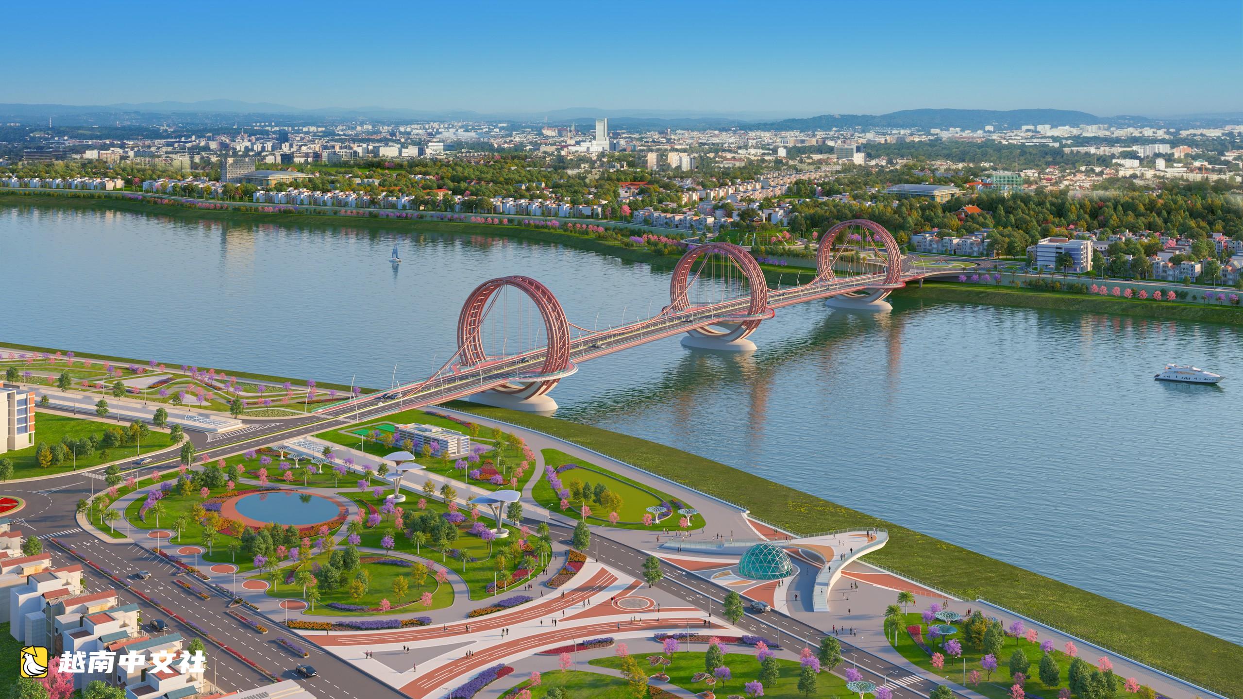 越南廣義省開建茶曲河‘水車岸’大橋，打造新地標