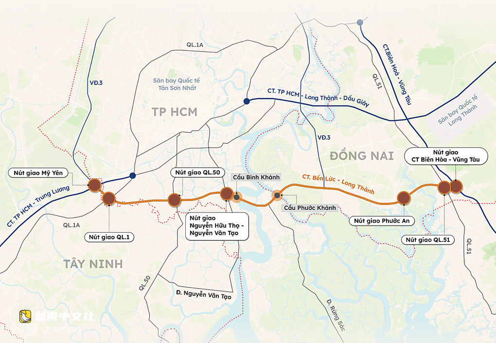 胡志明市—油移高速公路和富美大橋因新線路減輕車流壓力