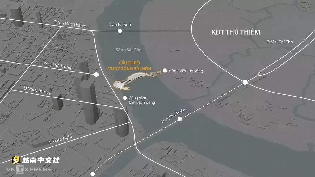 胡志明市西貢河步行橋施工區三天內禁止船隻通行