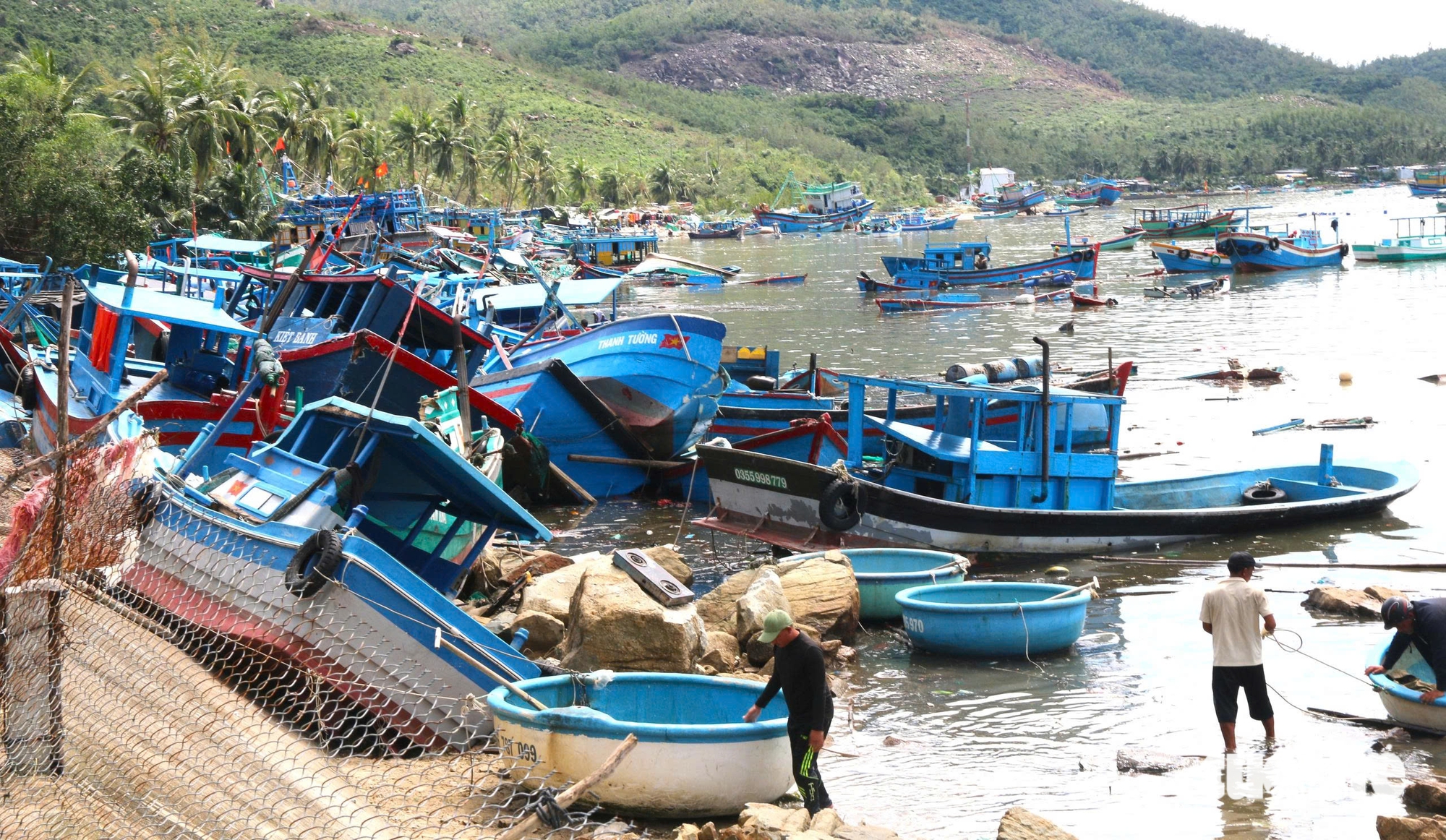 心痛数十艘渔船在台风Kalmaegi后破碎的场景