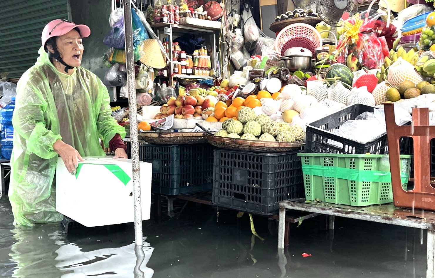 大雨，洪水涌入芽庄北部的民居