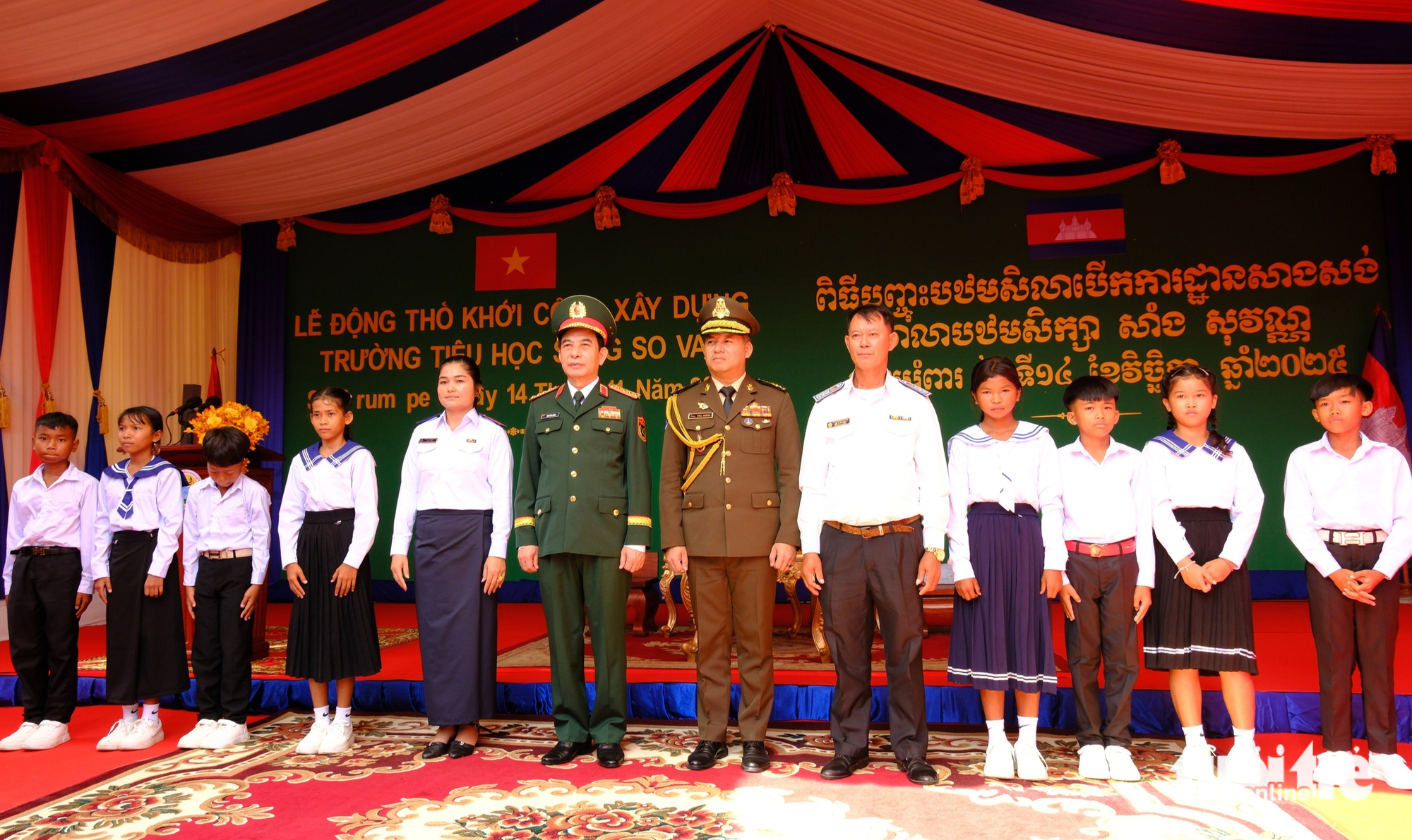 越南国防部支持在柬埔寨开工建设小学