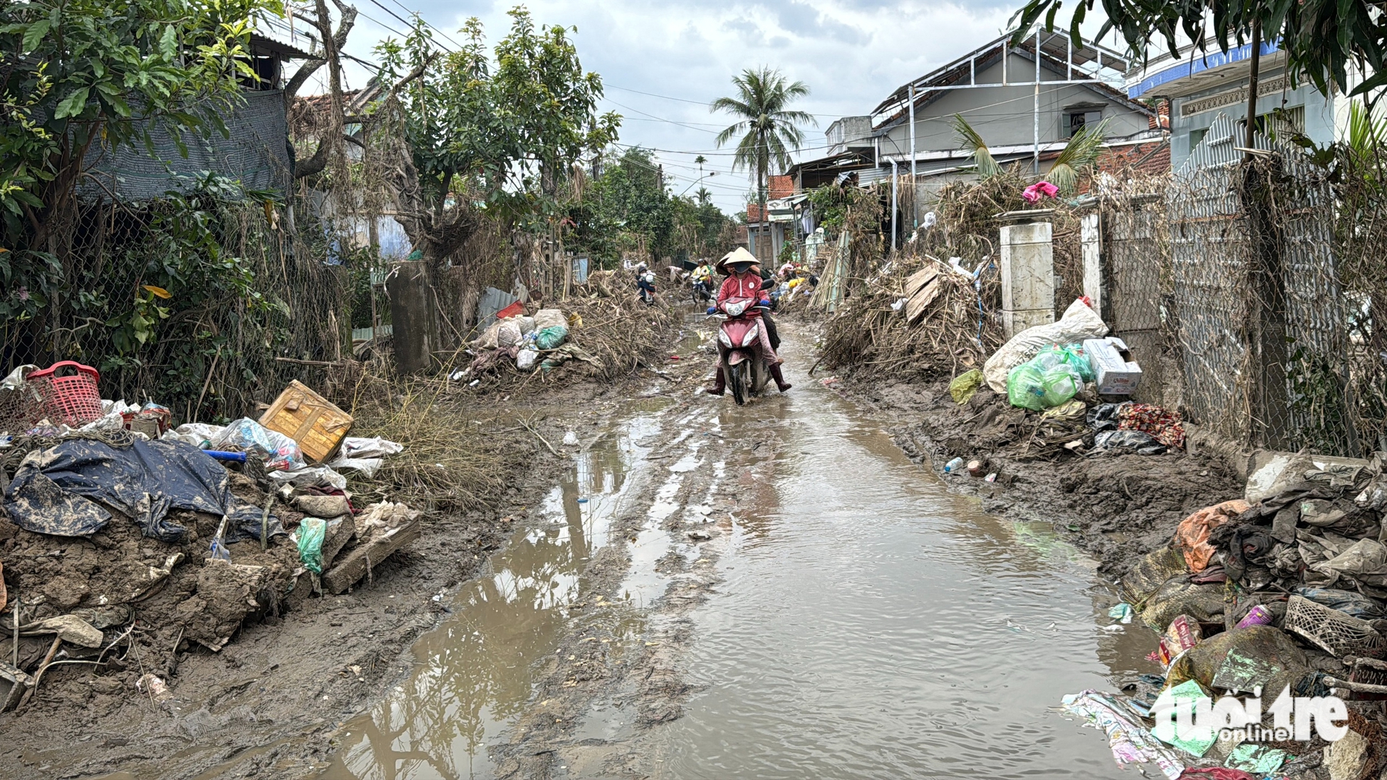巴河洪水泛滥，白田村一片狼藉