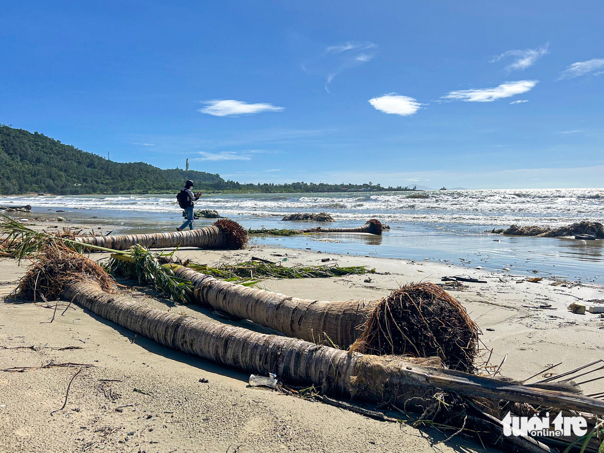 岘港：台风13号过后紧急清理街道上的杂乱垃圾