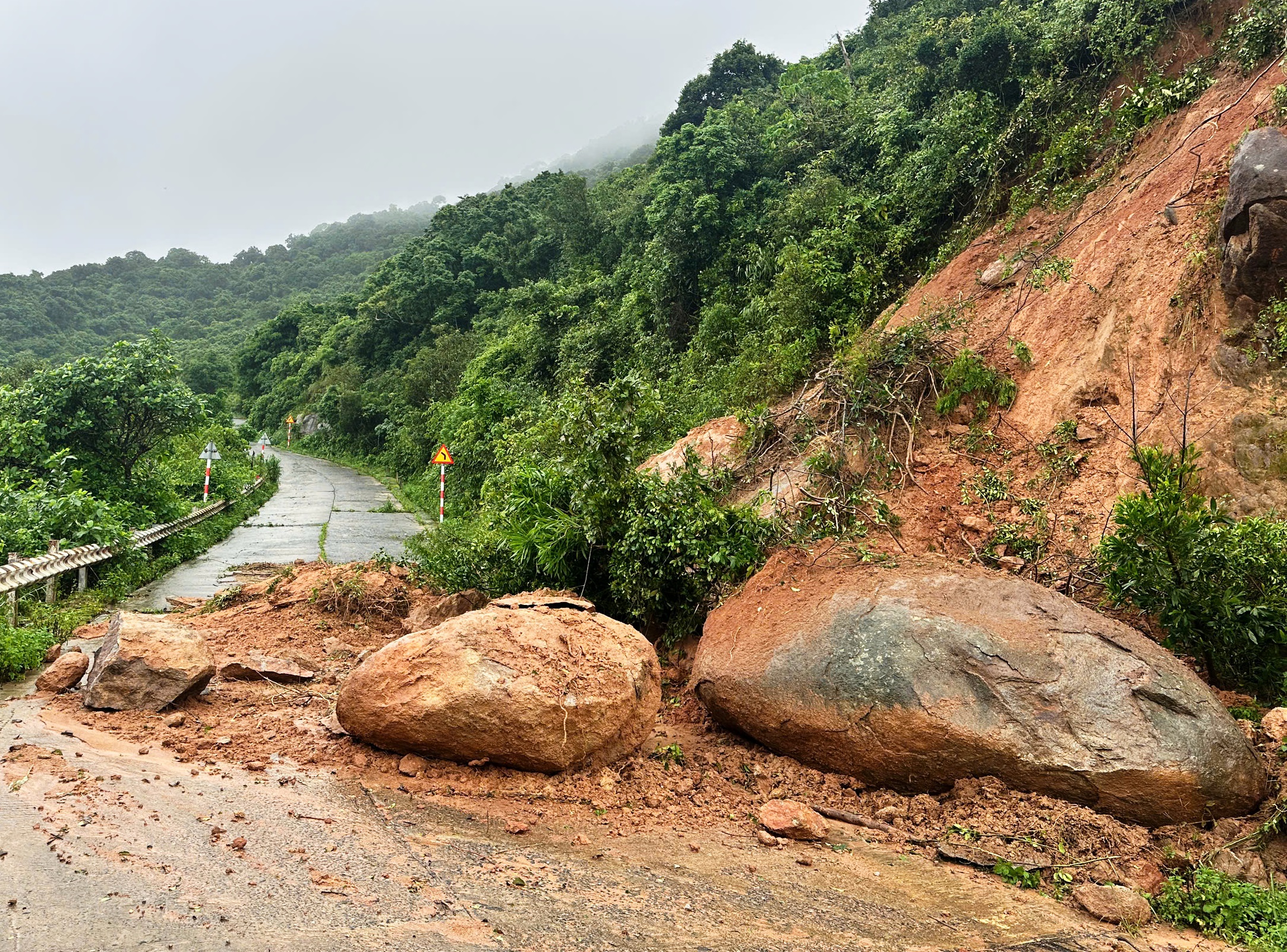 大石滚落路面，山茶半岛暂停参观