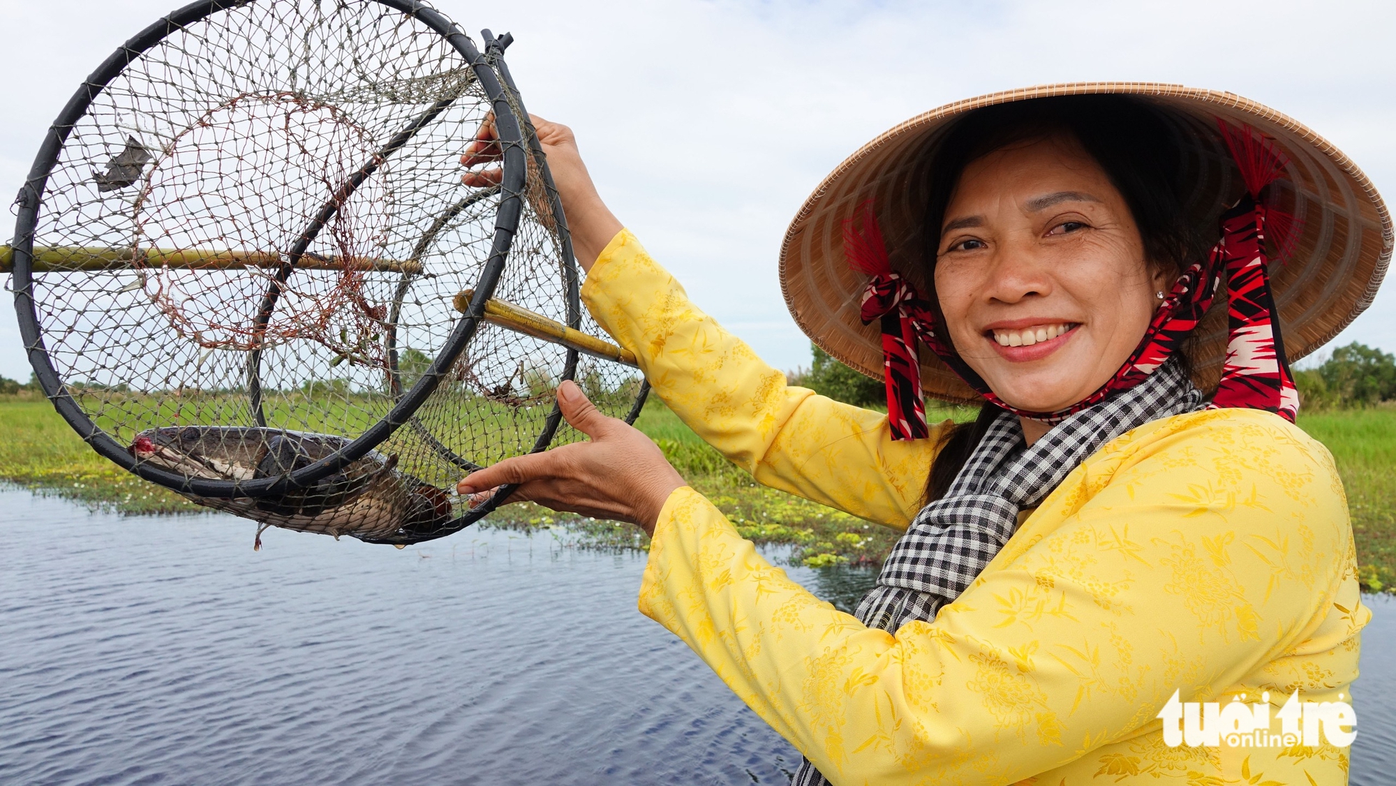 前往U Minh Thượng鱼窝观看民众捕捉黑鱼