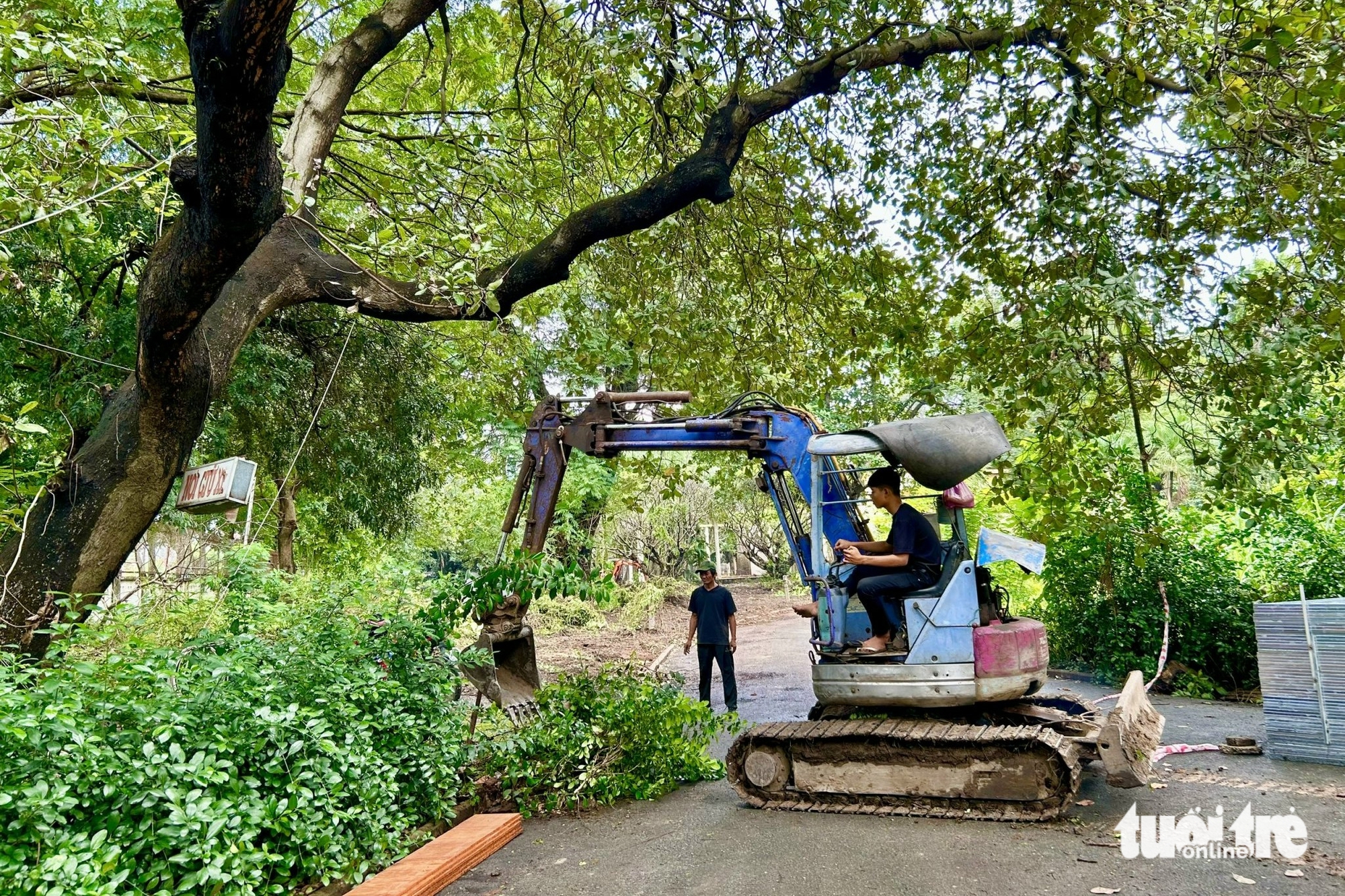 正在清理李太祖1号地块，建设象征团结战胜COVID-19的工程