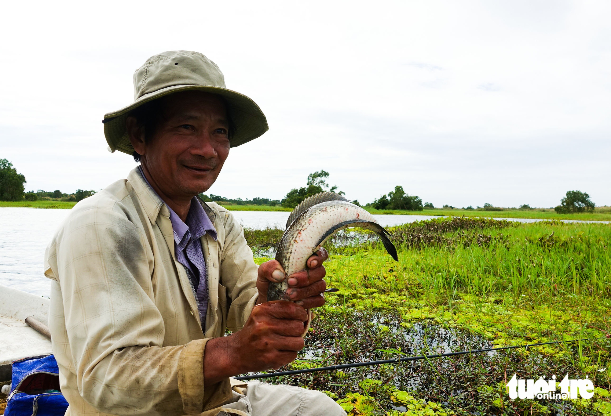 前往U Minh Thượng鱼窝观看民众捕捉黑鱼
