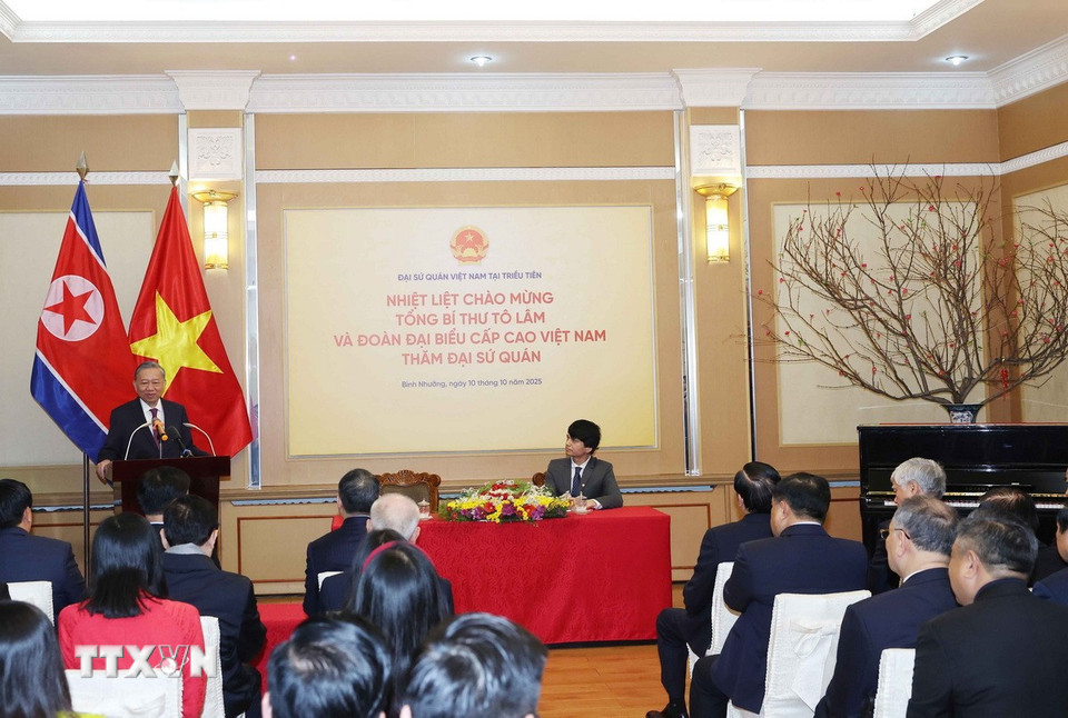 总书记苏林访问大使馆，在朝鲜揭幕胡志明主席雕像