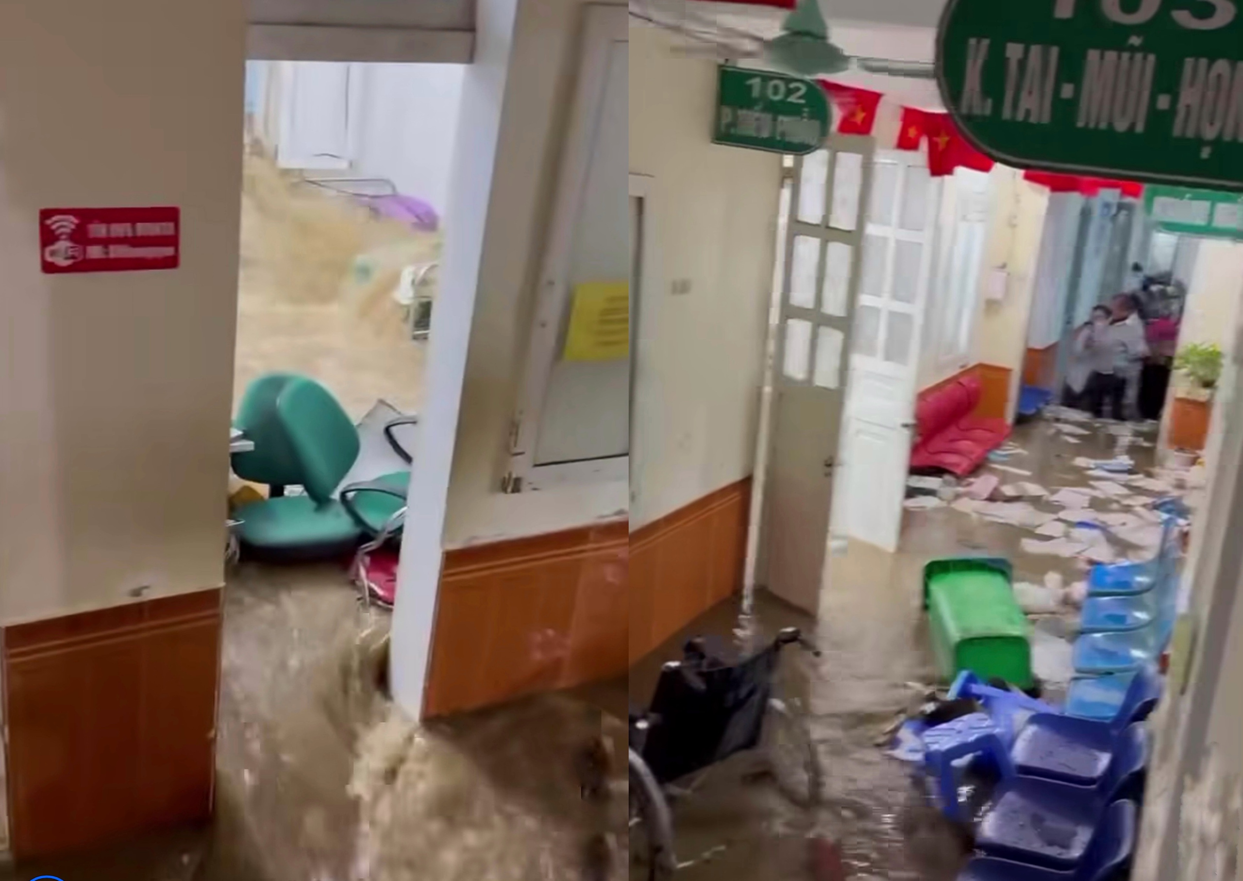 大雨导致山罗省医院被洪水淹没，许多物品和文件被冲走